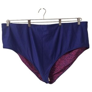 Blue and Pink Penningtons Women's Reversible High-Waisted Bikini Bottom